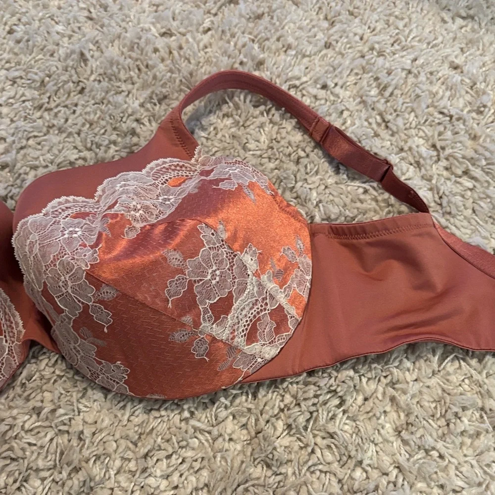 Cacique Rust and White Lace Bra
